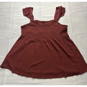 Torrid Women's Babydoll Orange Smocked Bodice Tank‎ Top W/ Ruffle Straps Size 3